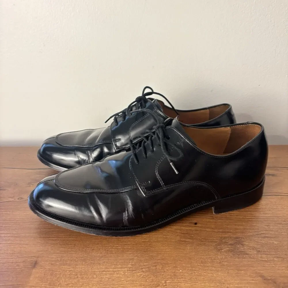 Cole Haan Men's Size 9.5 M Cassady Split Toe Oxford Black Leather Shoes C07603